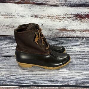 Sperry Saltwater Brown Leather Rain Duck Boots Shoes, Women's Size 6.5